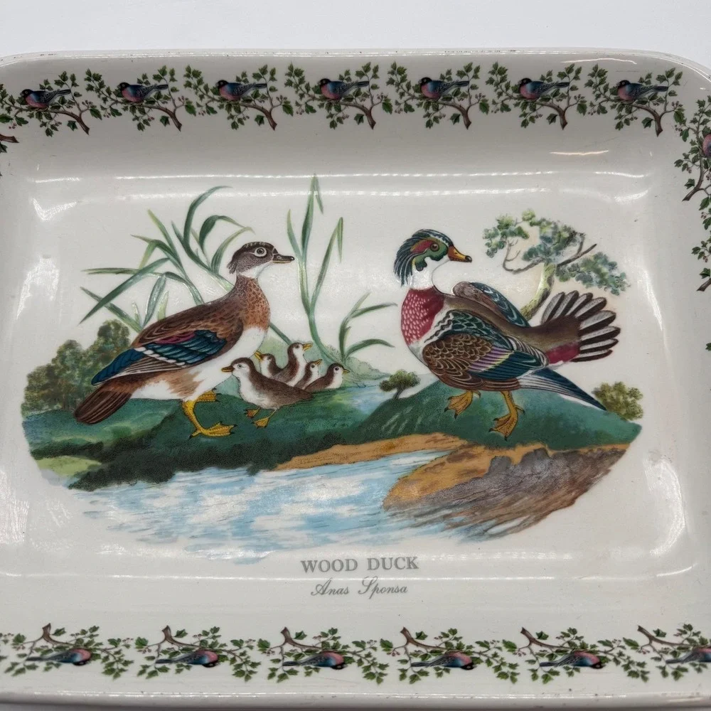 Portmeirion Pottery Serving Dish Wood Duck Anas Spousa‎ England-marks